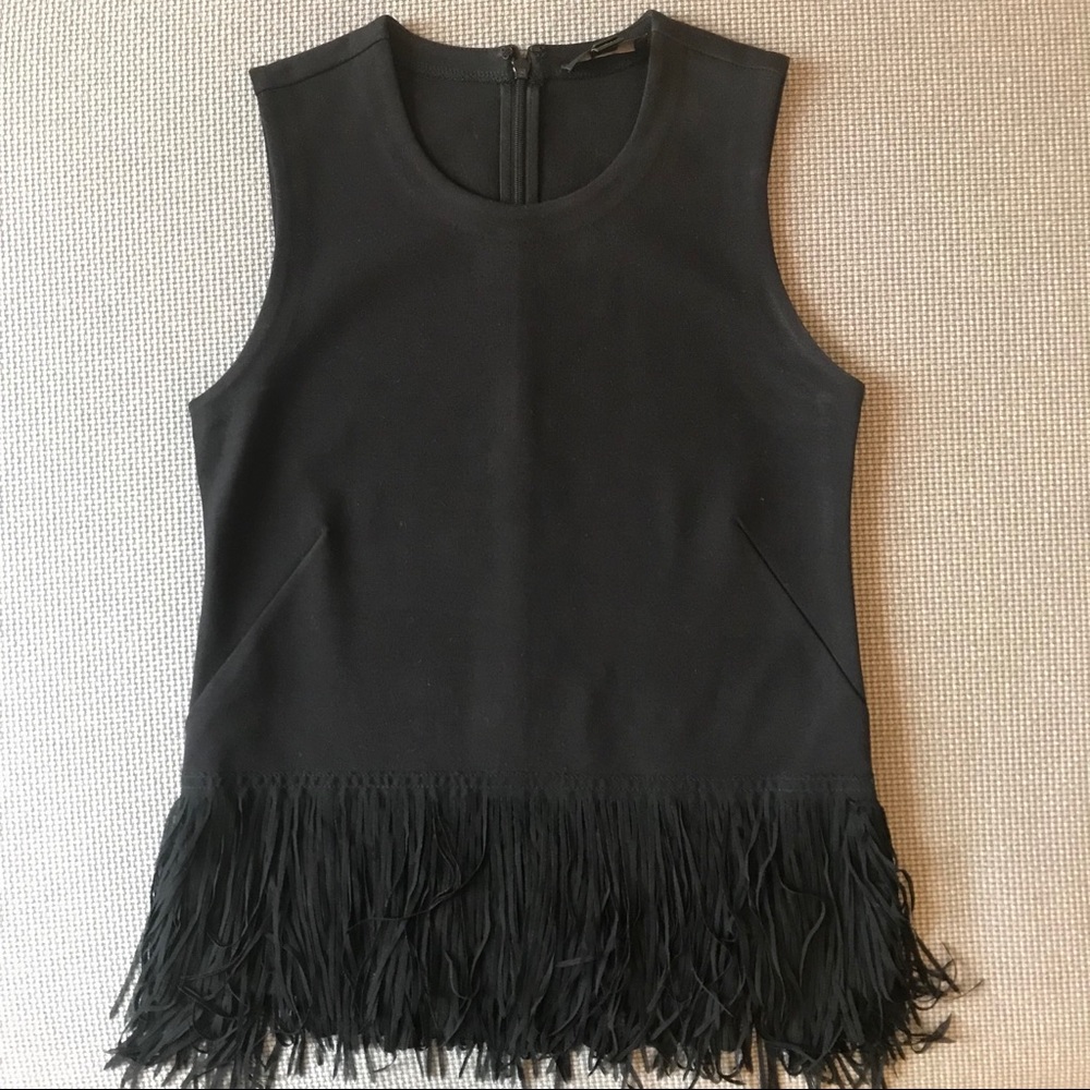 J. Crew Black Fringe Top